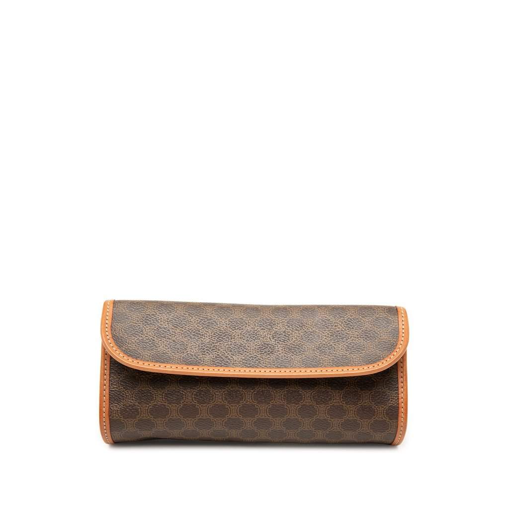 Celine Macadam Coated Canvas Clutch Brown Very good condition - Front View
