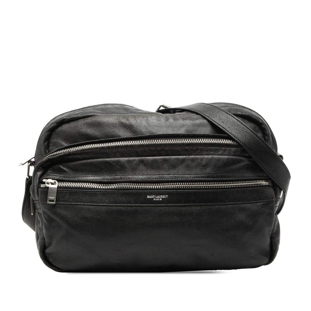 Saint Laurent Lambskin Sid Messenger Bag Black Leather Good condition - Front View