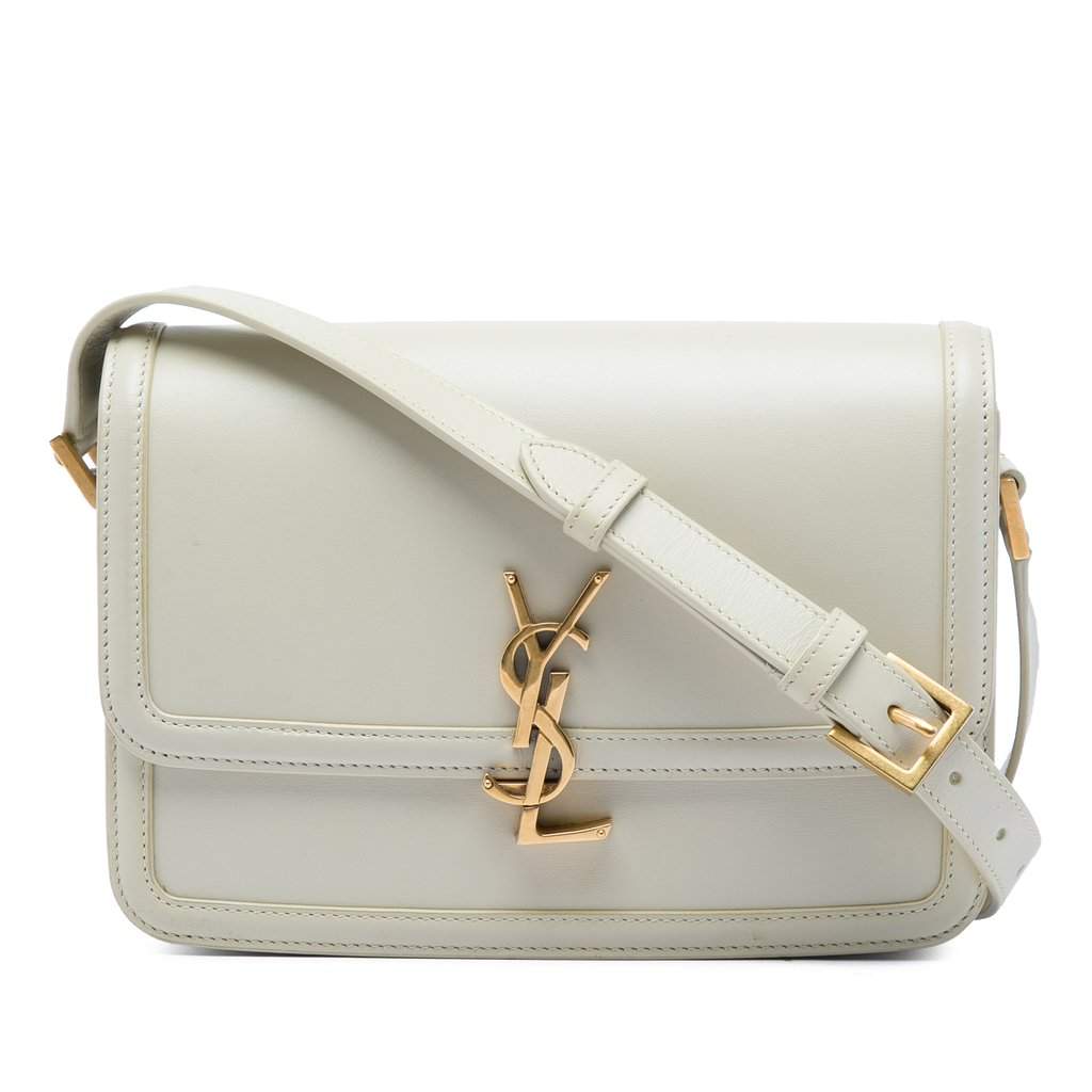 Saint Laurent Medium Smooth Calfskin Solferino Satchel In Box White Leather Very good - Front View