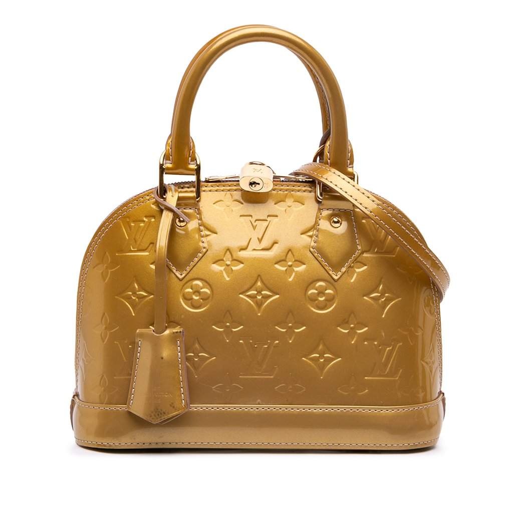 Louis Vuitton Monogram Vernis Alma BB Gold Leather Very good - Front View