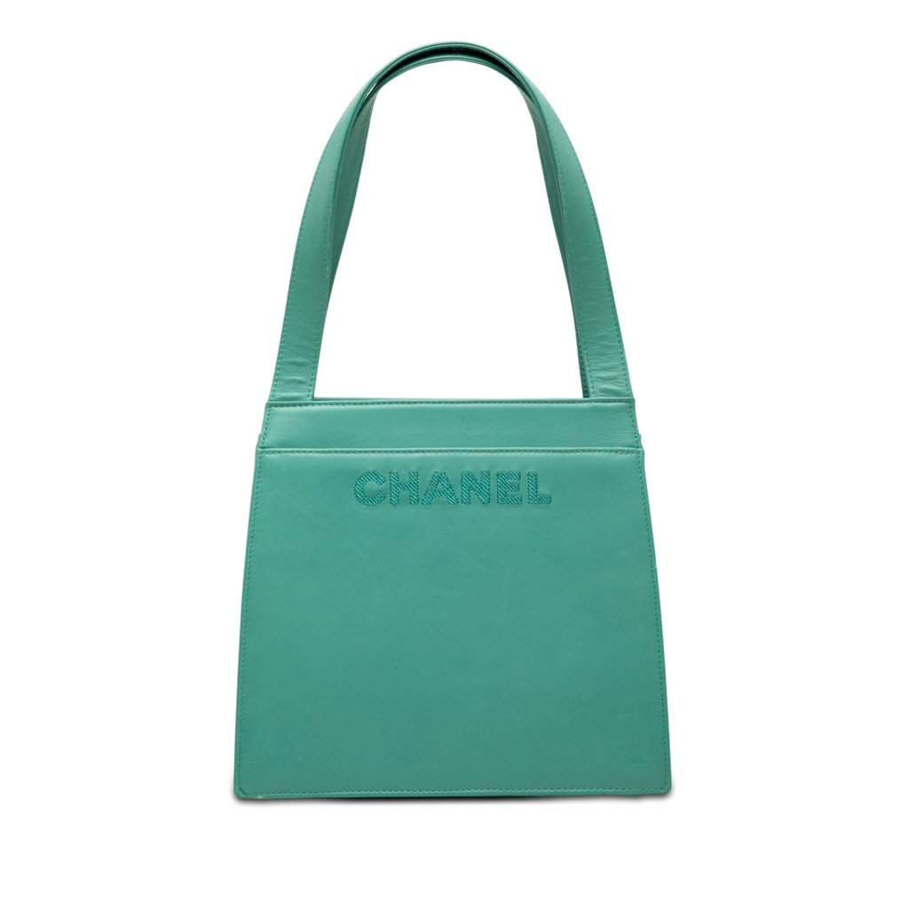 Chanel Lambskin Logo Tote Blue Leather Very good condition - Front View