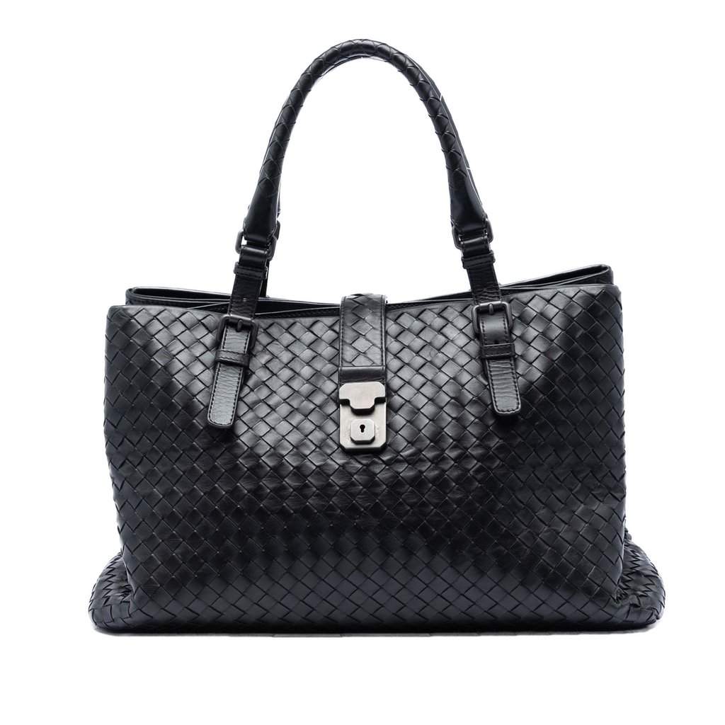 Bottega Veneta Medium Nappa Intrecciato Roma Tote Black Leather Very good condition - Front View