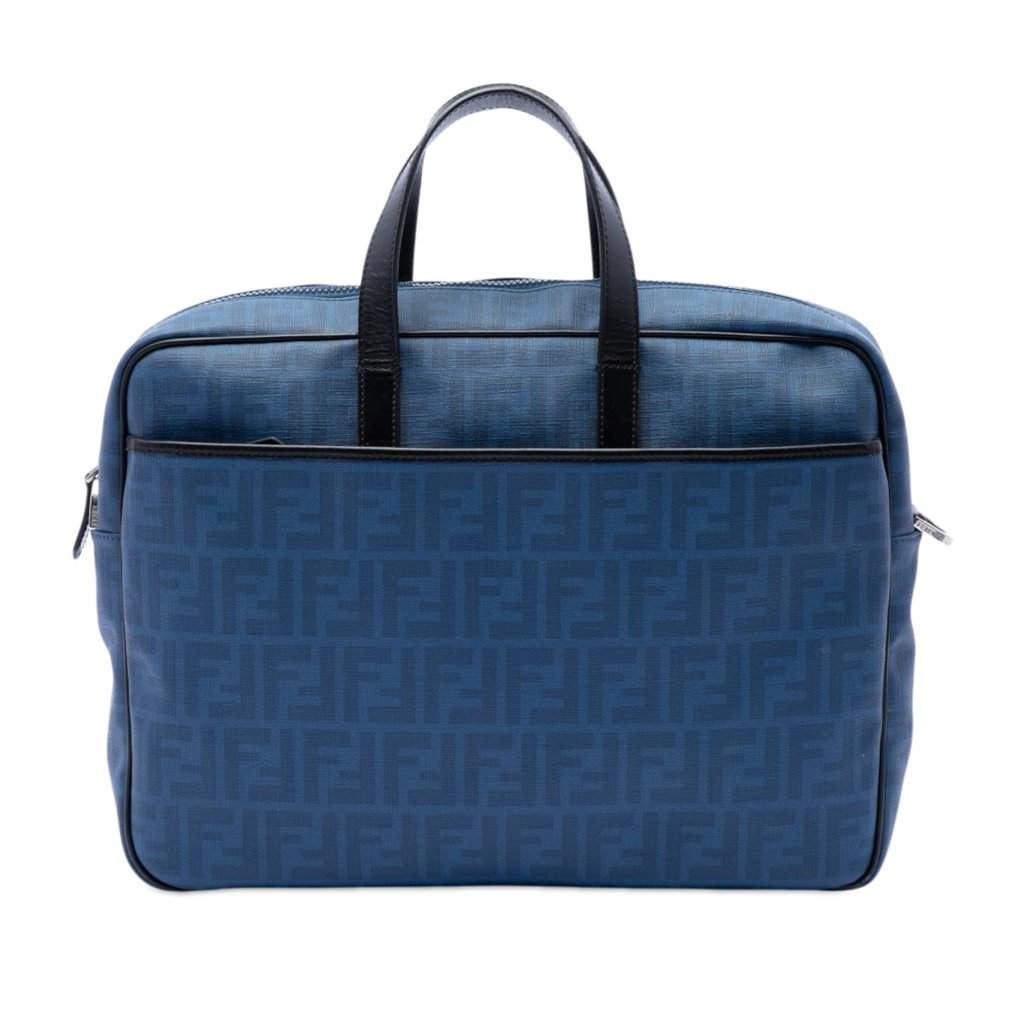 Fendi Zucca Coated Canvas Business Bag Blue Very good condition - Front View