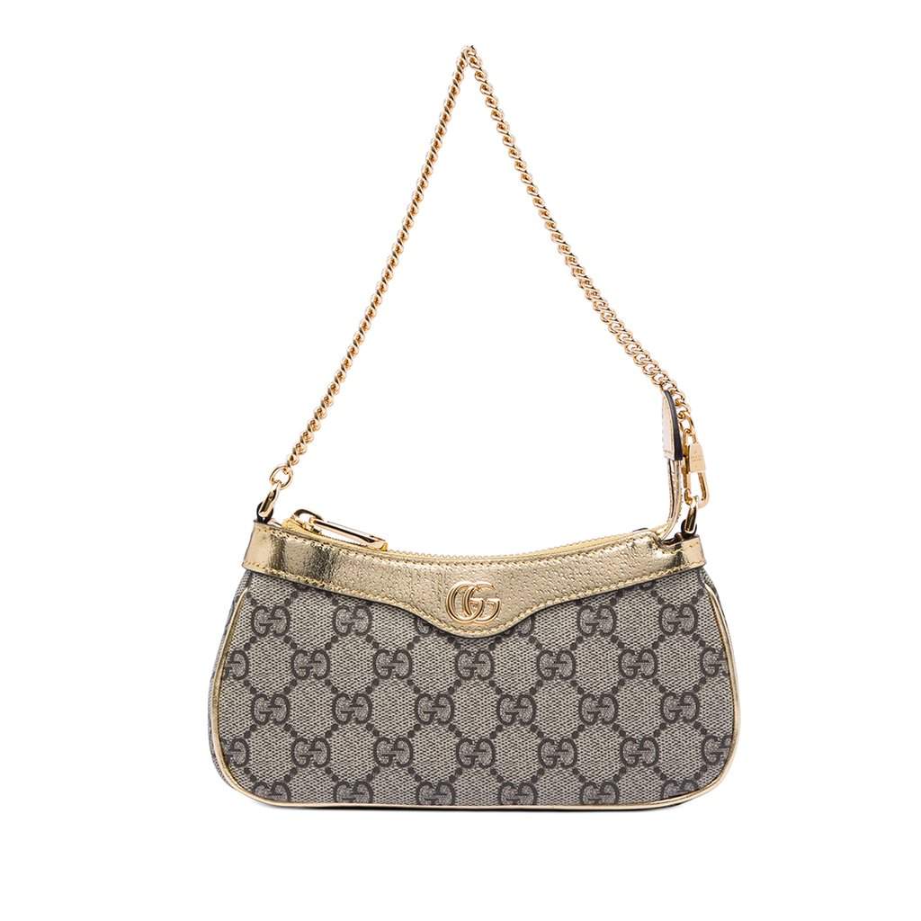 Gucci Small GG Supreme Ophidia Shoulder Bag Beige Very good condition - Front View