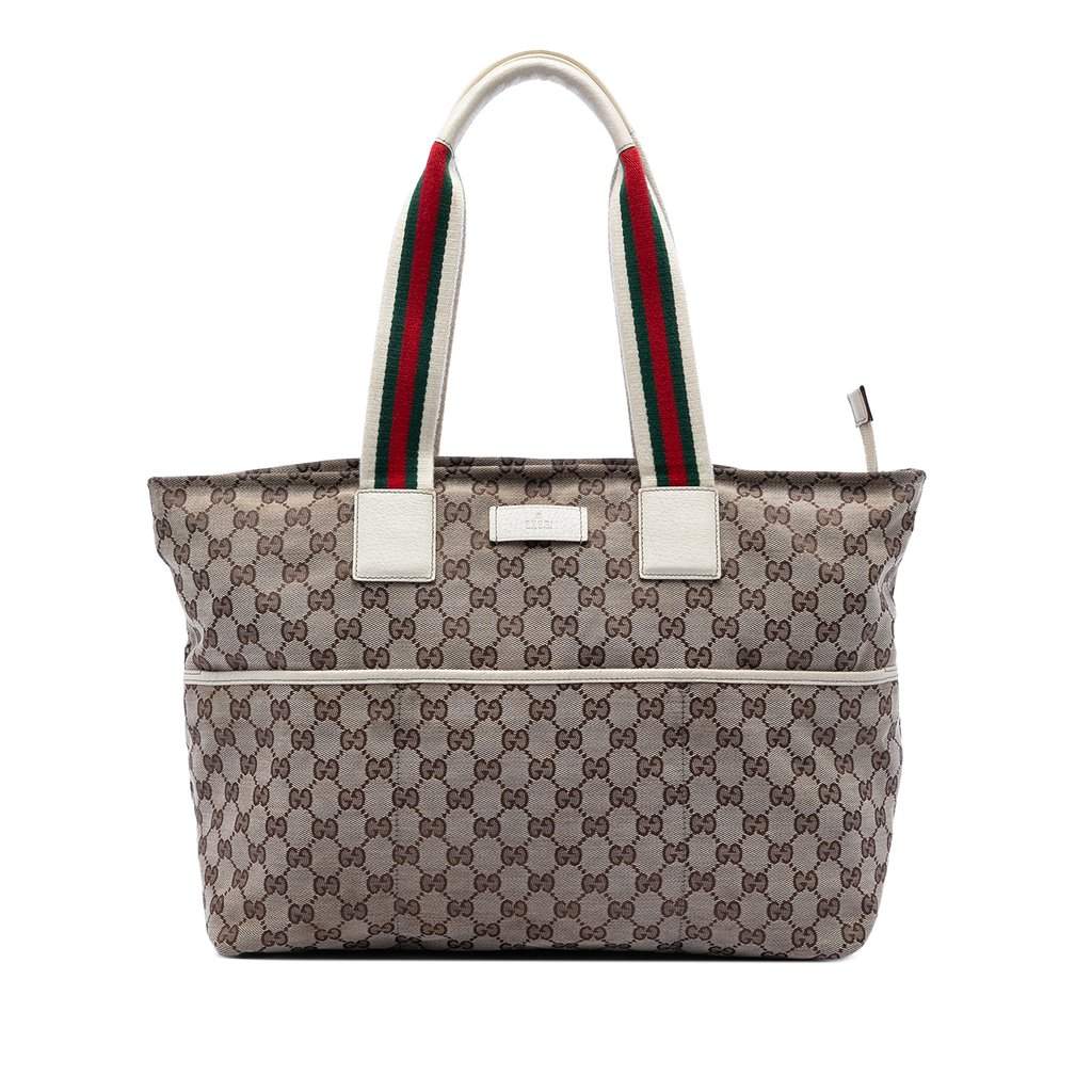 Gucci GG Canvas Web Tote Beige Very good condition - Front View
