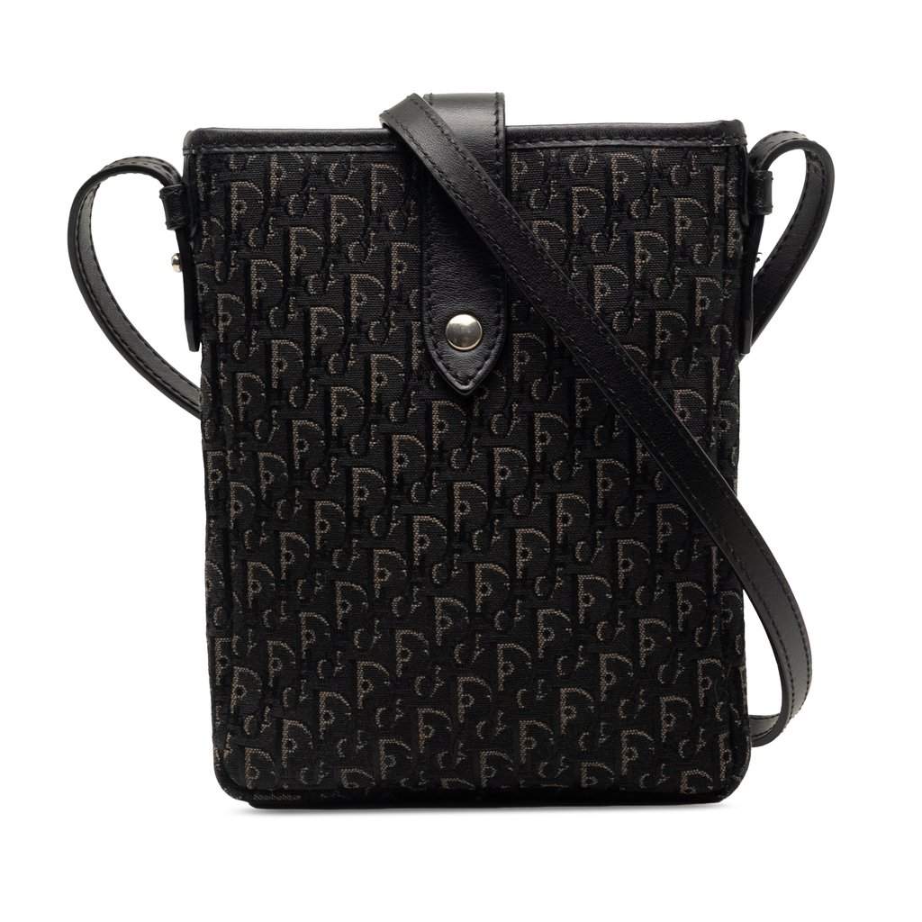 Dior Diorissimo Trotter Canvas Phone Case Crossbody Black Very good condition - Front View