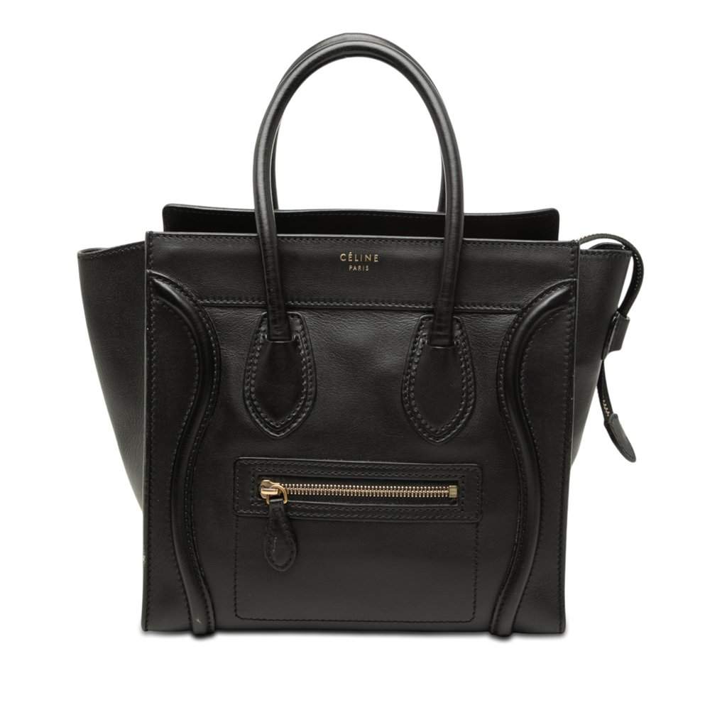 Celine Micro Smooth Calfskin Luggage Tote Black Leather Very good - Front View