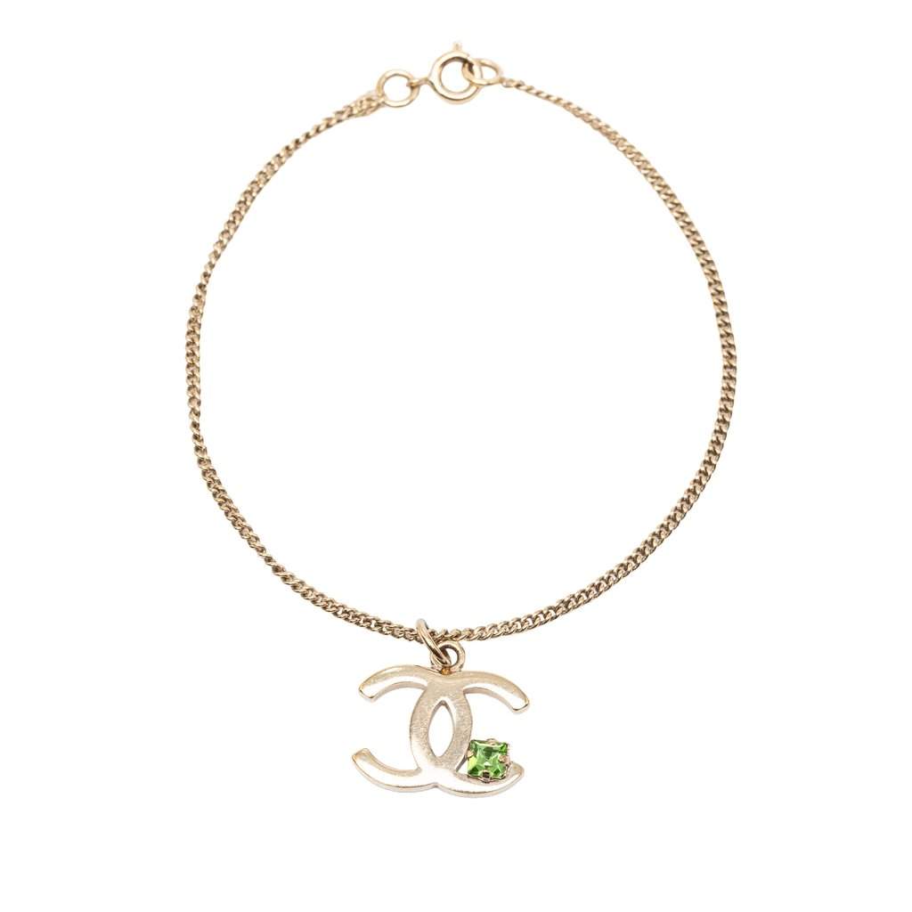 Chanel CC Gold Plated Crystal Bracelet Gold Metal Very good condition - Front View