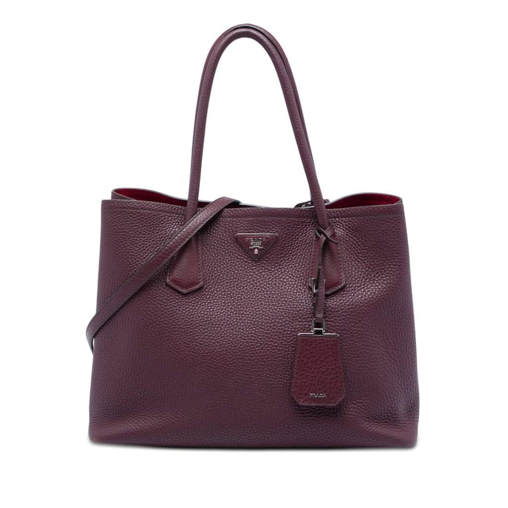 Prada Vitello Daino Double Handle Tote Red Leather Very good - Front View