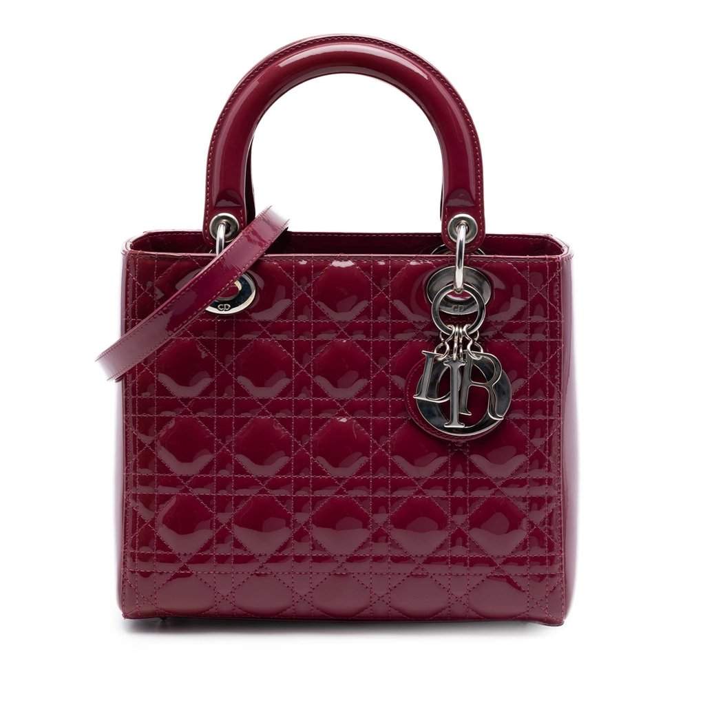 Dior Medium Patent Cannage Lady Dior Red Leather Very good condition - Front View