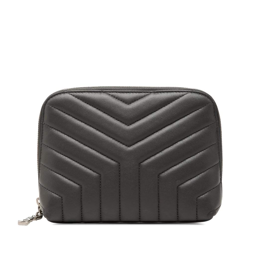 Saint Laurent Matelasse Lambskin Monogram Loulou Cosmetic Case Black Leather Very good - Front View