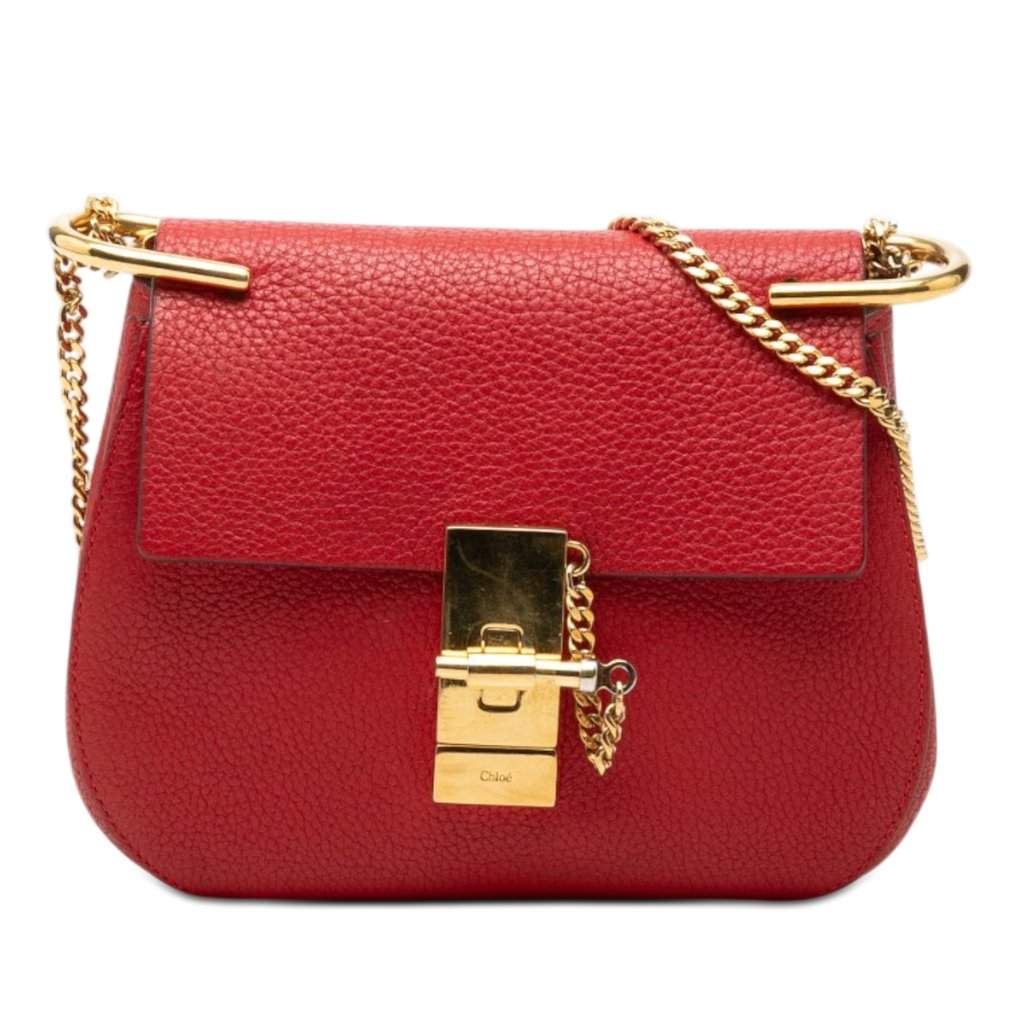 Chloé Mini Leather Drew Crossbody Red Leather Very good condition - Front View