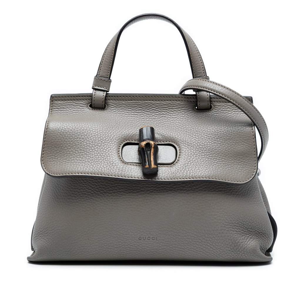Gucci Small Leather Bamboo Daily Satchel Grey Leather Good condition - Front View