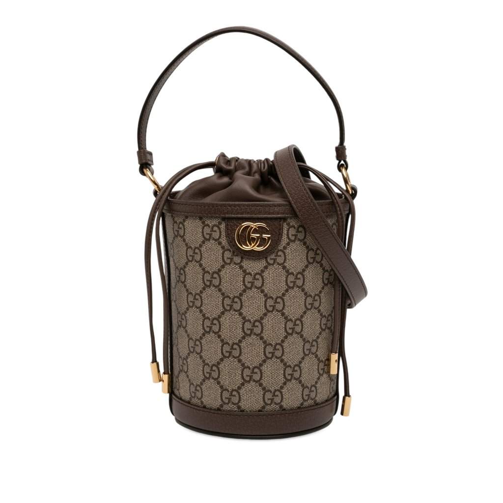 Gucci Mini GG Supreme Ophidia Bucket Bag Beige Very good condition - Front View