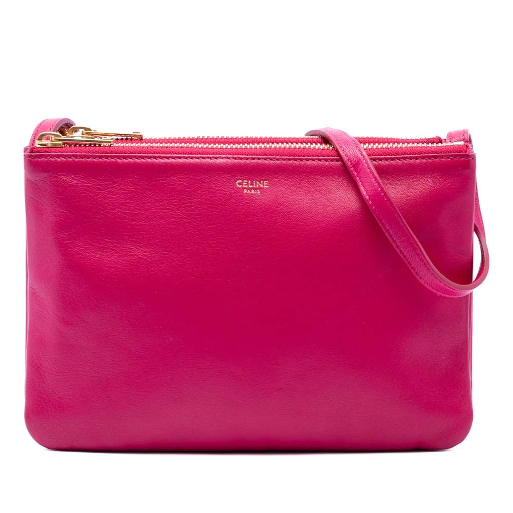 Celine Small Lambskin Trio Crossbody Pink Leather Very good - Front View