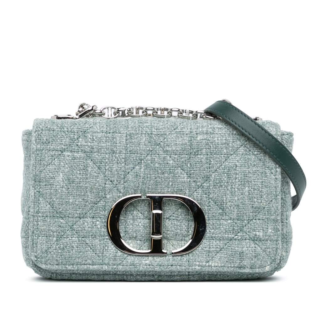 Dior Small Tweed Macrocannage Caro Bag Green Very good - Front View