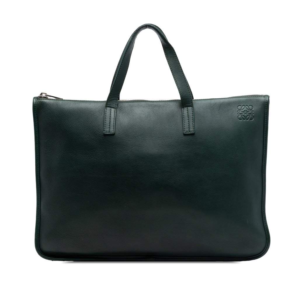 Loewe Leather Anagram Toledo Briefcase Green Leather Very good - Front View