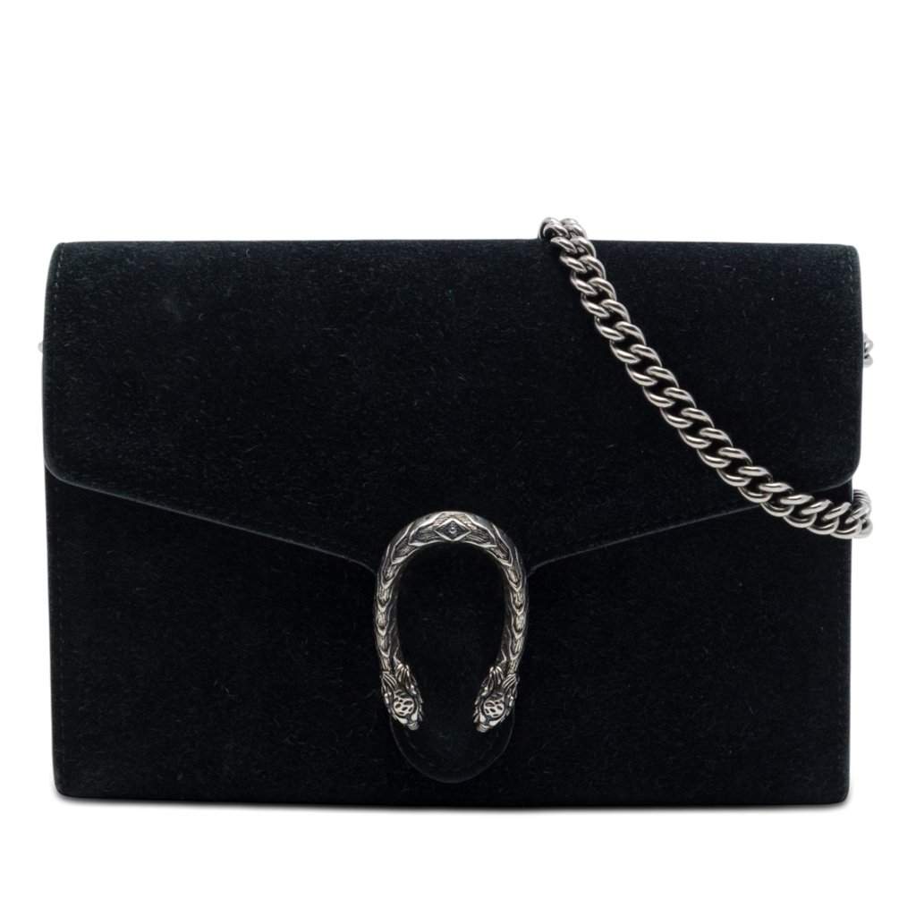 Gucci Suede Dionysus Wallet on Chain Black Leather Very good - Front View