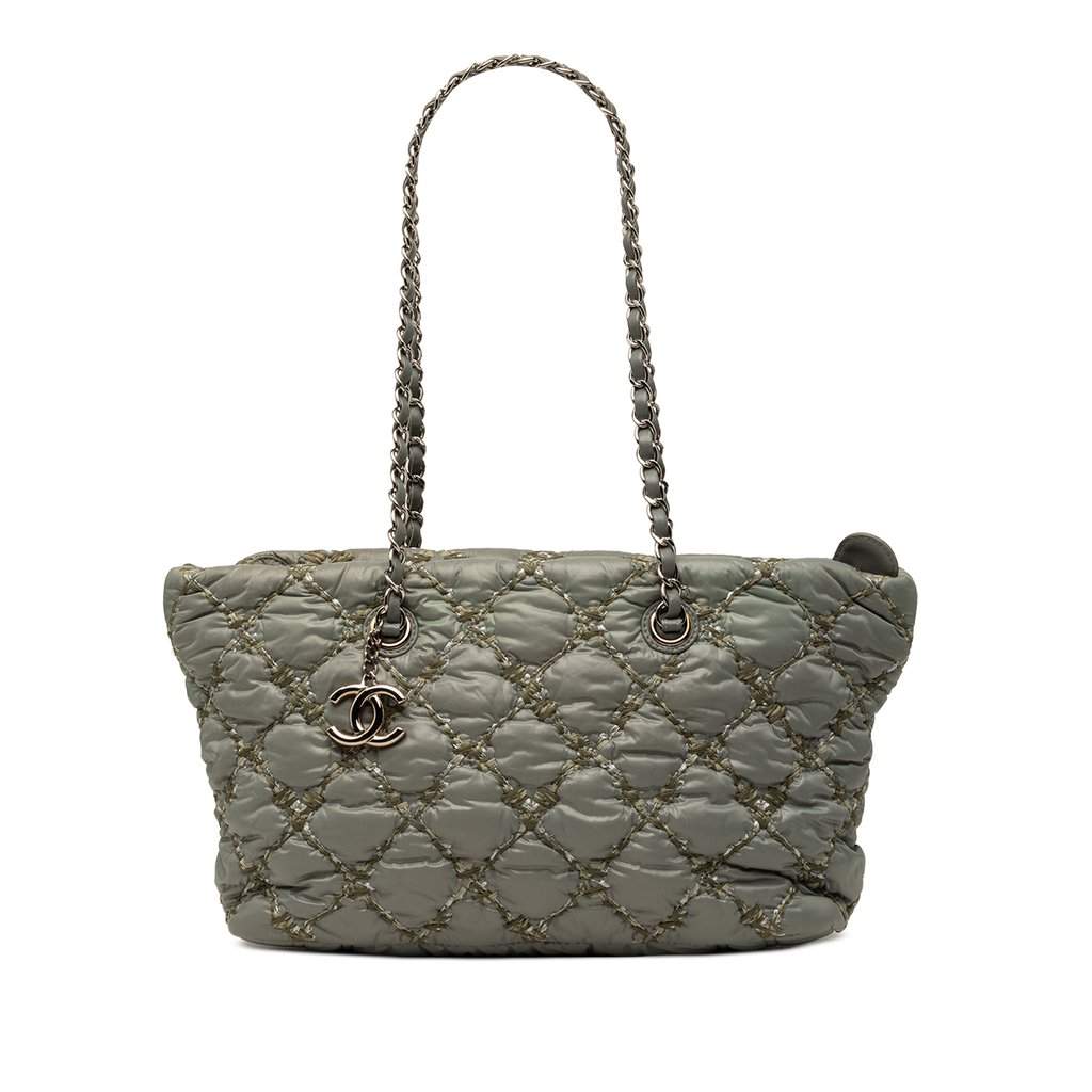 Chanel Paris Byzance Nylon Tweed On Stitch Tote Green Very good - Front View