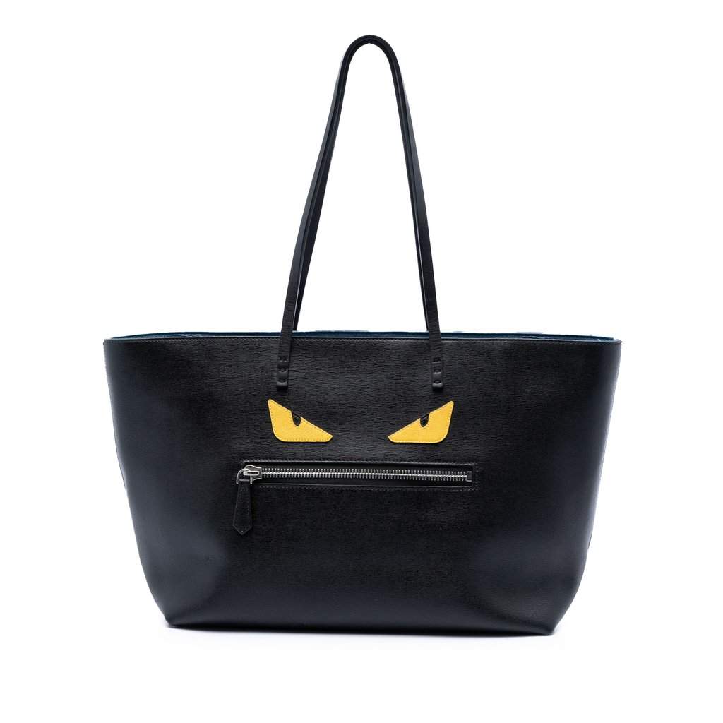 Fendi Leather Monster Roll Tote Black Leather Very good - Front View