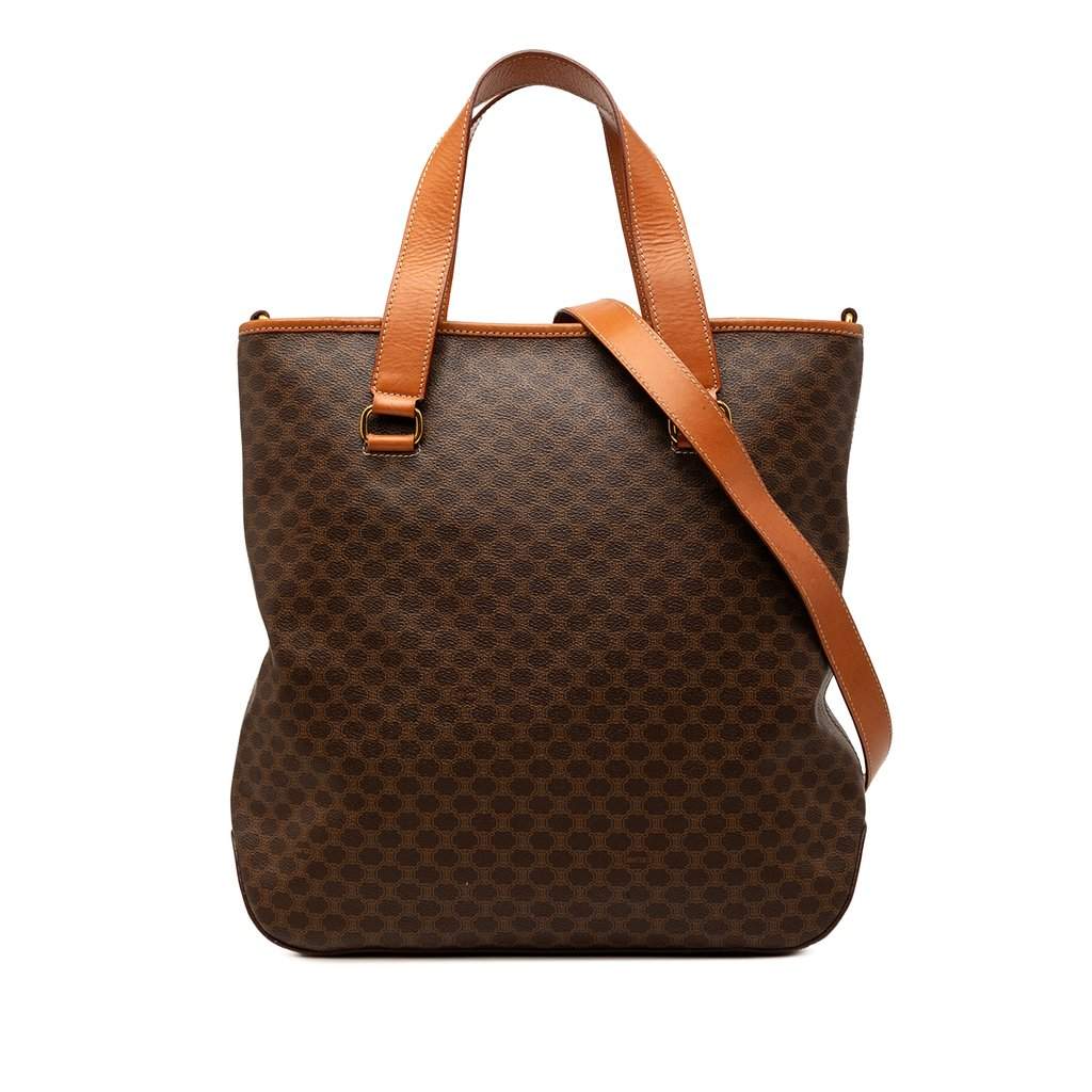 Celine Macadam Coated Canvas Vertical Satchel Brown Very good condition - Front View