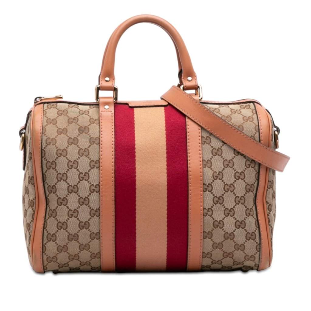 Gucci Medium GG Canvas Web Joy Boston Bag Beige Good condition - Front View