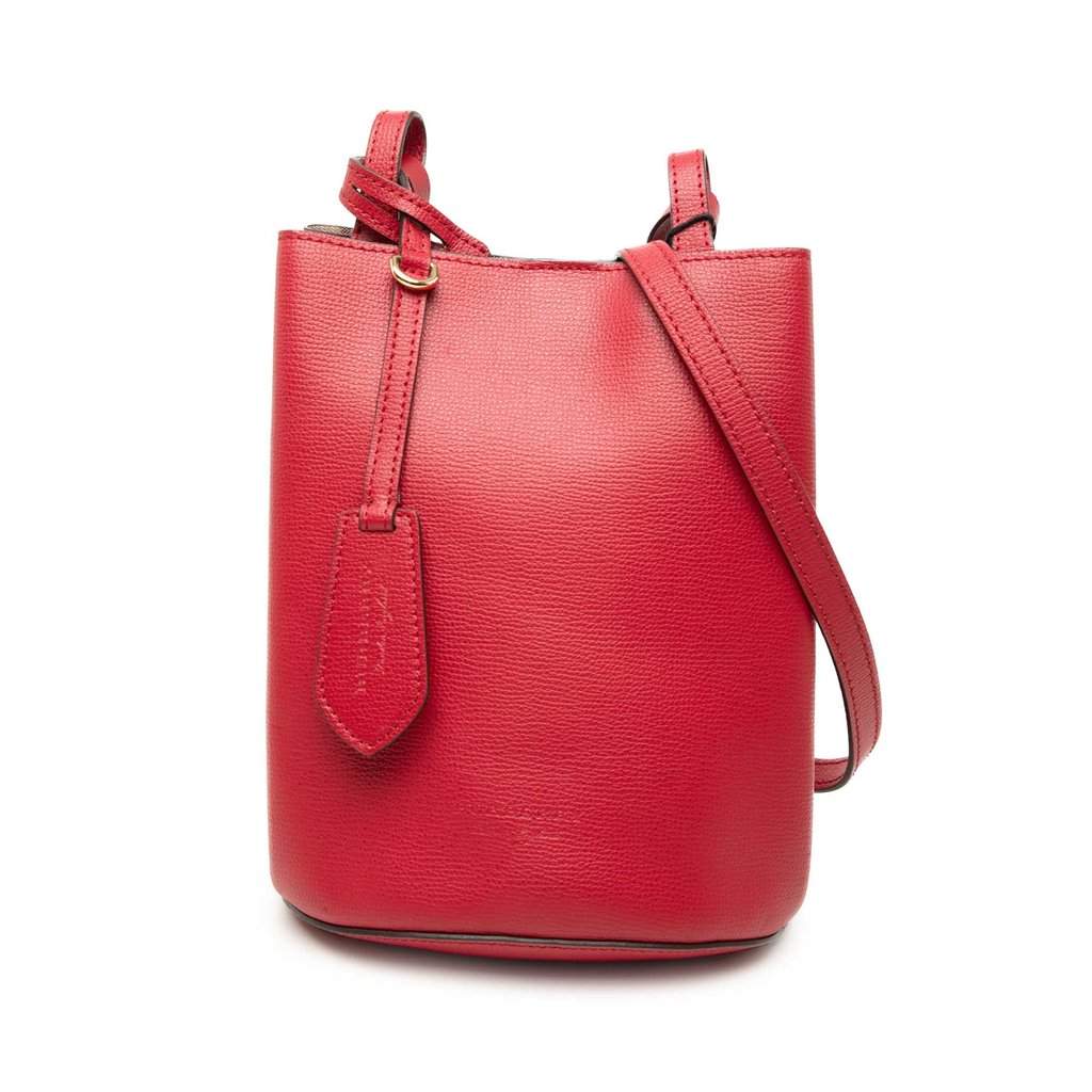 Burberry Grained Calfskin Lorne Bucket Bag Red Leather Very good condition - Front View