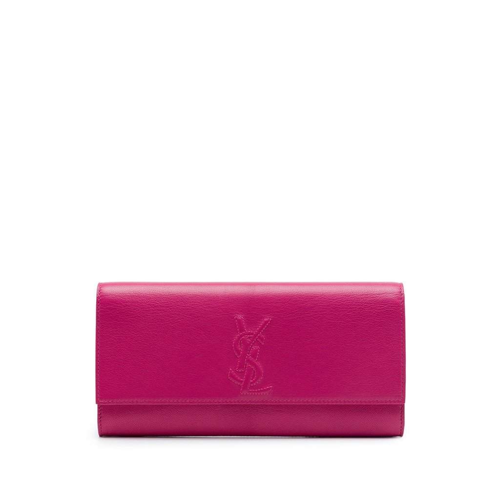 Saint Laurent Small Textured Calfskin Belle De Jour Clutch Pink Leather Very good - Front View