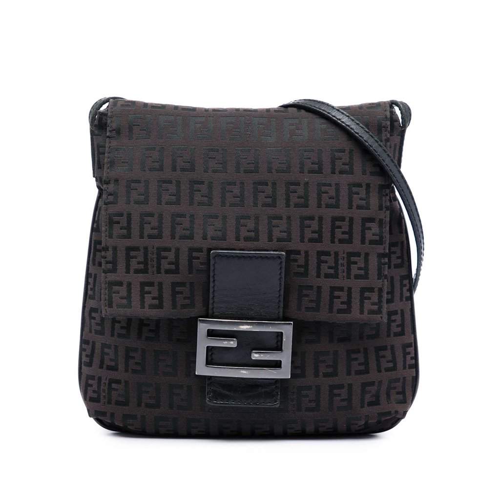 Fendi Zucchino Canvas Crossbody Brown Very good - Front View