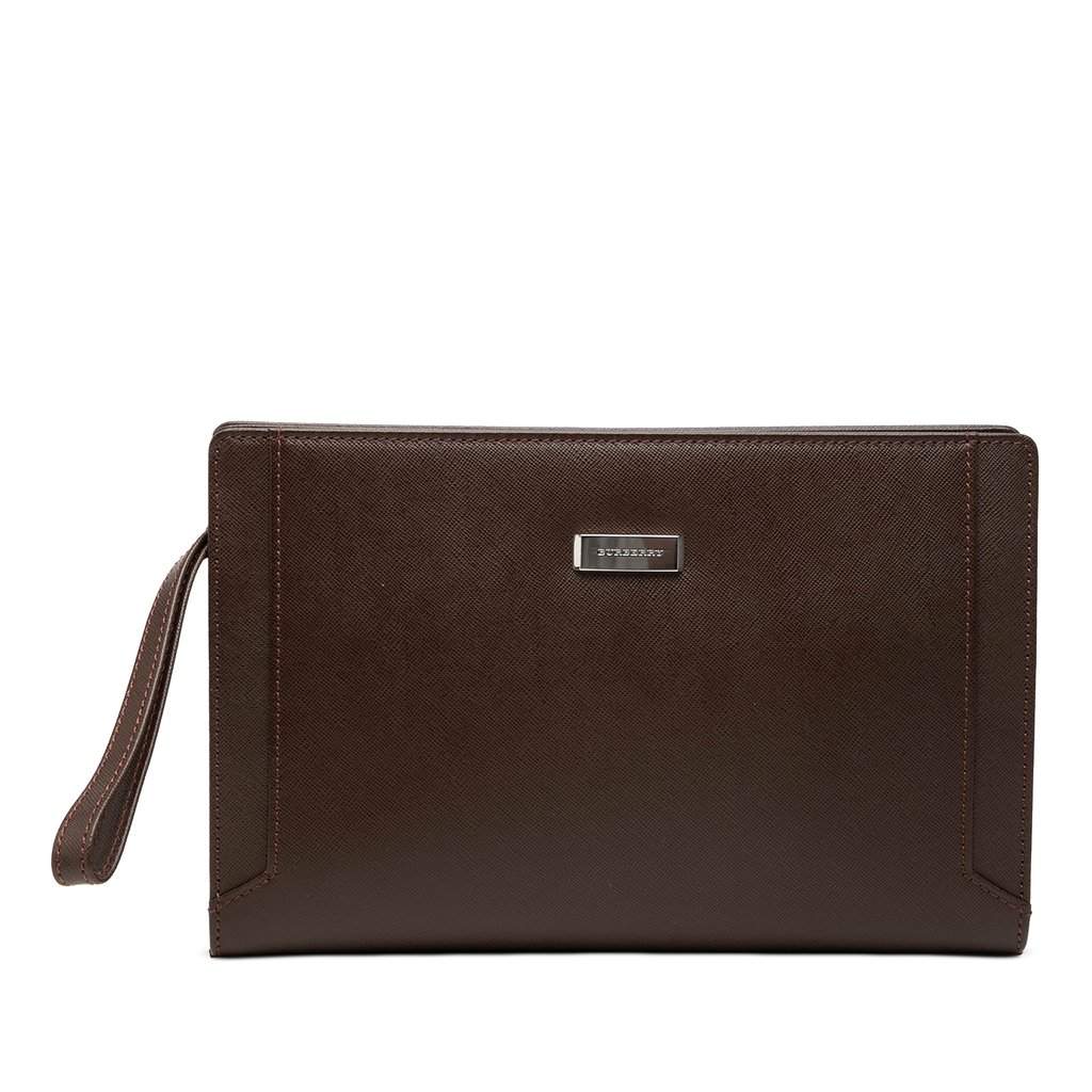 Burberry Leather Clutch Brown Leather Very good condition - Front View