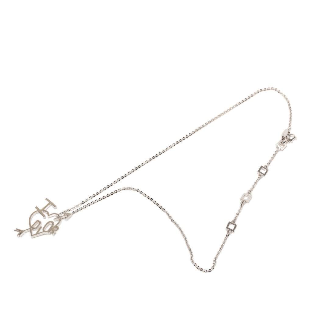 Dior Brass I Love Dior Heart Arrow Pendant Necklace Silver Metal Very good - Front View