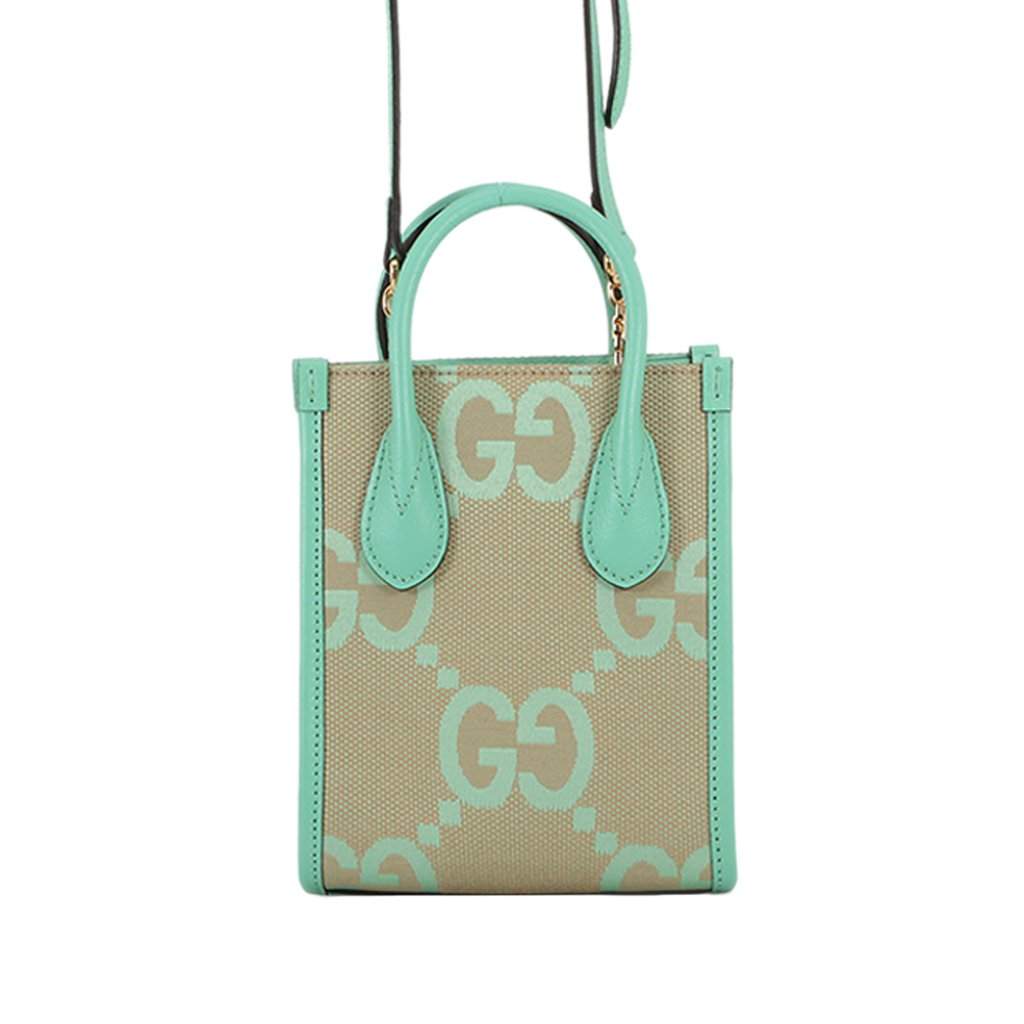 Gucci Mini Jumbo GG Canvas Interlocking G Satchel Beige Very good - Front View
