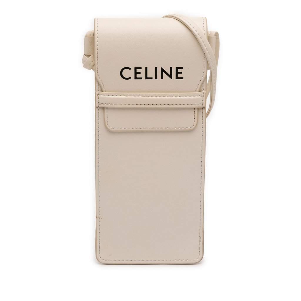Celine Smooth Calfskin Sunglasses Pouch White Leather Very good condition - Front View