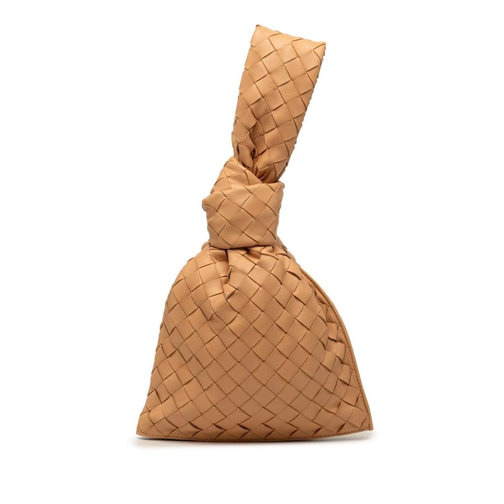 Bottega Veneta Nappa Intrecciato BV Twist Clutch Brown Leather Very good condition - Front View