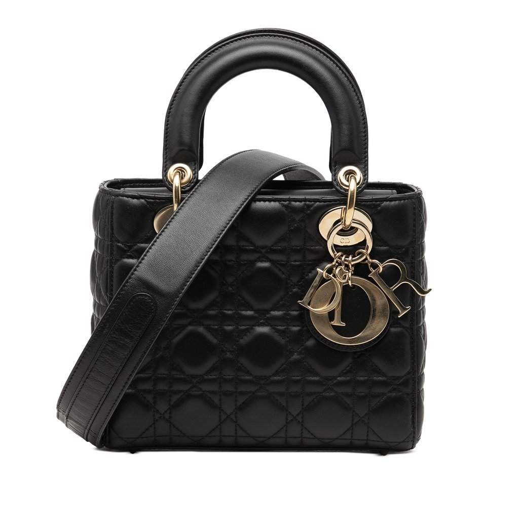 Dior Small Lambskin Cannage My ABCDior Lady Dior Black Leather Very good condition - Front View