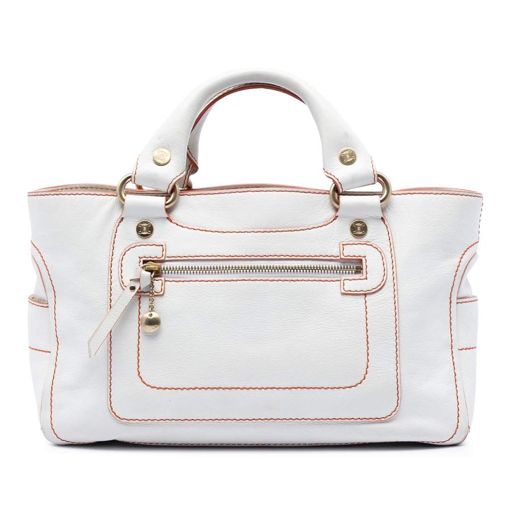 Celine Leather Boogie Handbag White Leather Very good condition - Front View