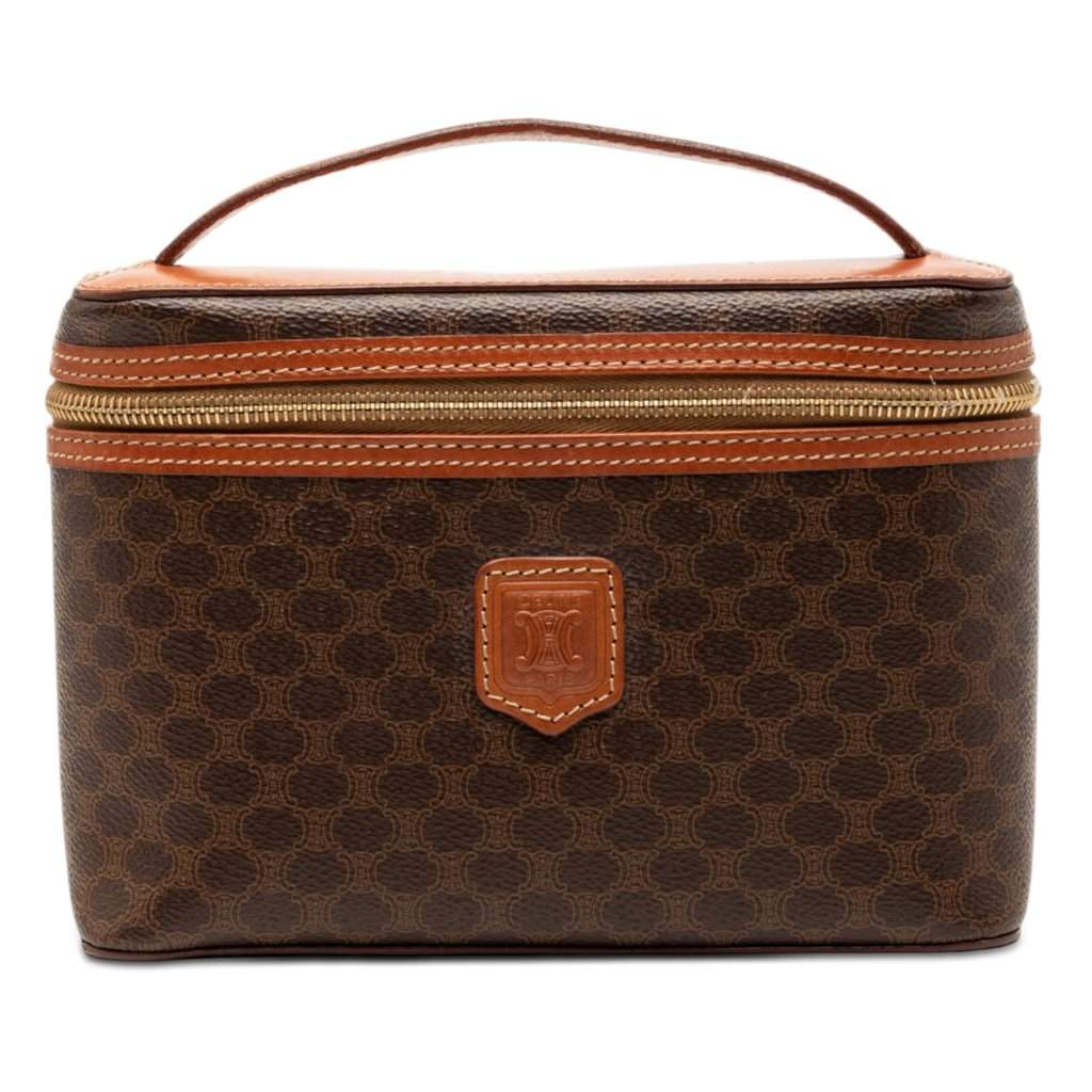 Celine Macadam Coated Canvas Vanity Bag Brown Very good condition - Front View