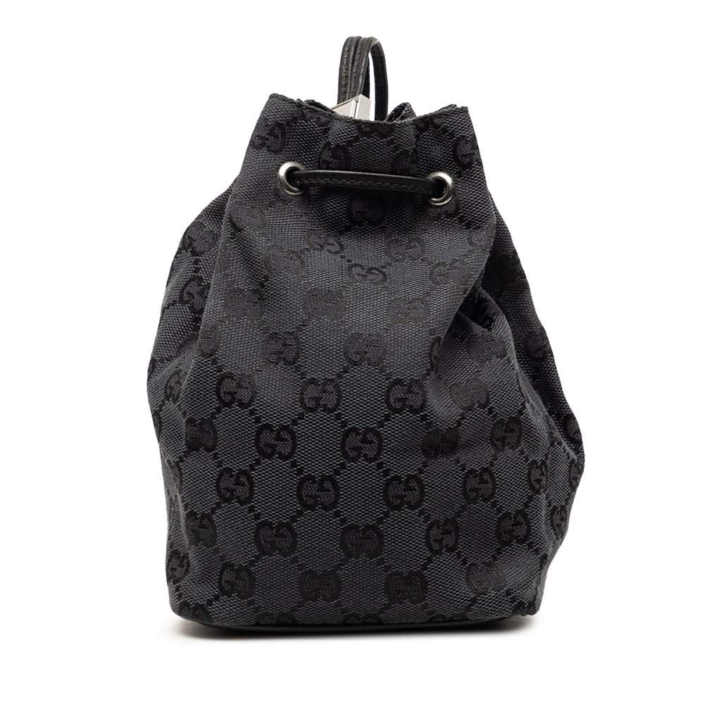 Gucci GG Canvas Drawstring Bucket Bag Black Very good condition - Front View