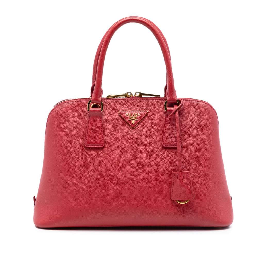 Prada Medium Saffiano Lux Promenade Satchel Red Leather Very good condition - Front View
