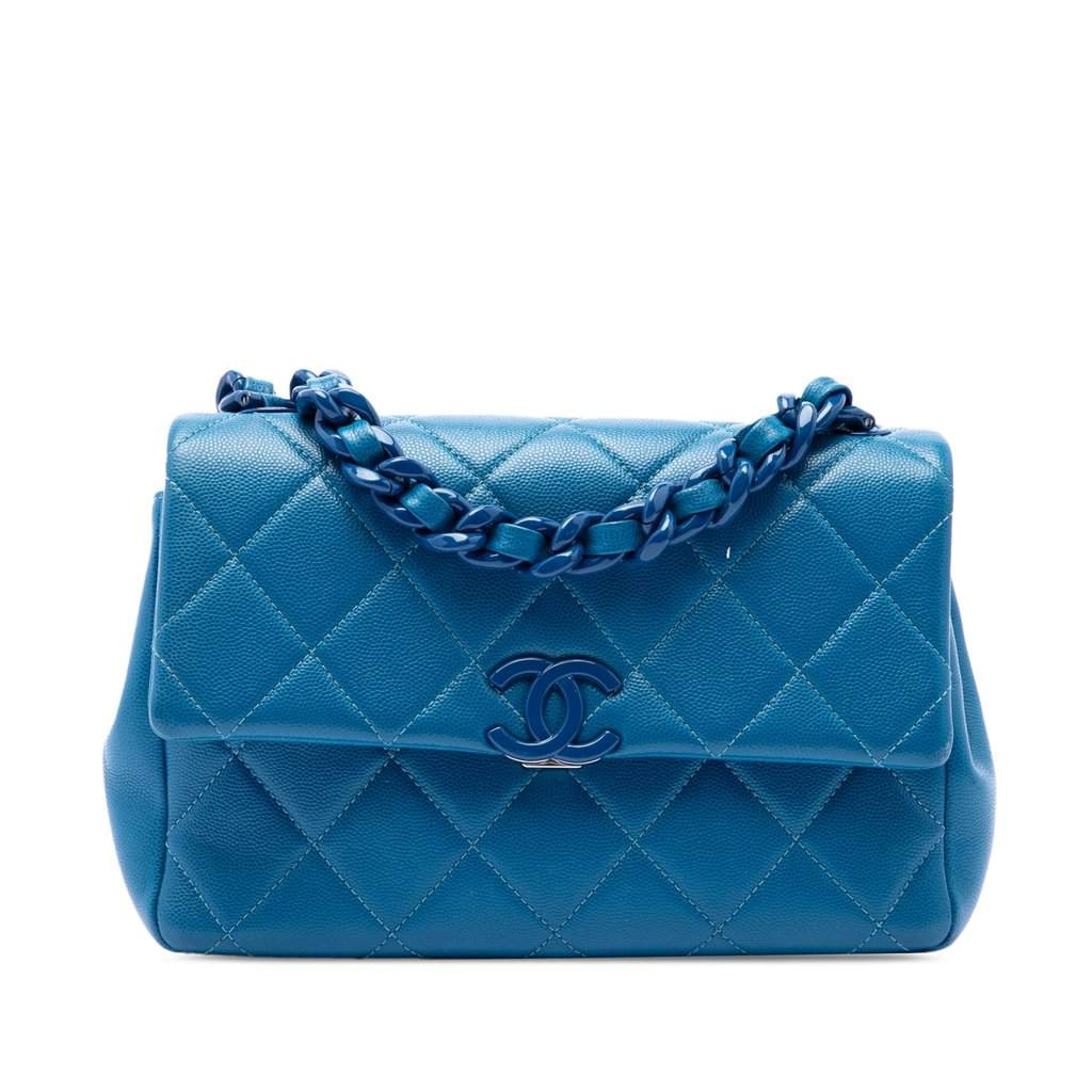 Chanel Medium Caviar My Everything Flap Blue Leather Very good condition - Front View