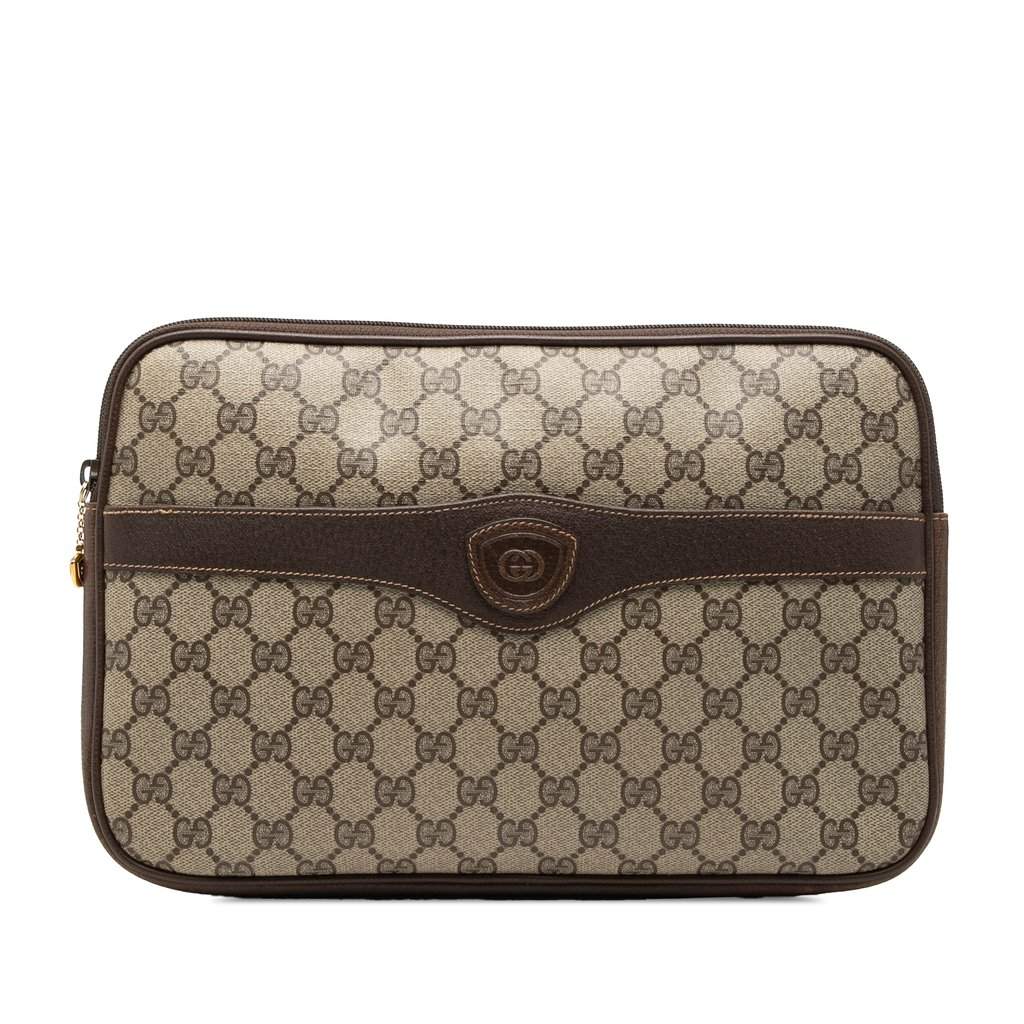 Gucci GG Supreme Clutch Beige Very good condition - Front View