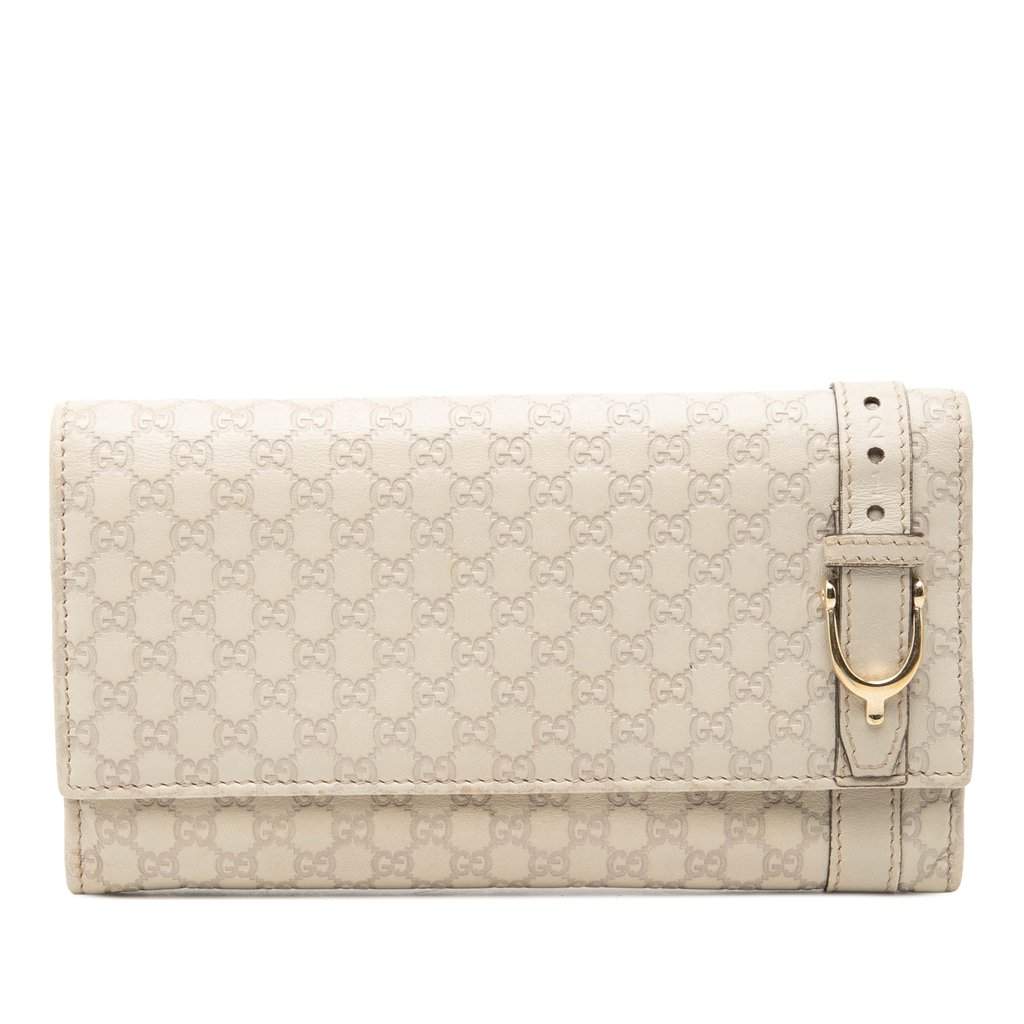 Gucci Microguccissima Nice Long Wallet White Leather Very good - Front View