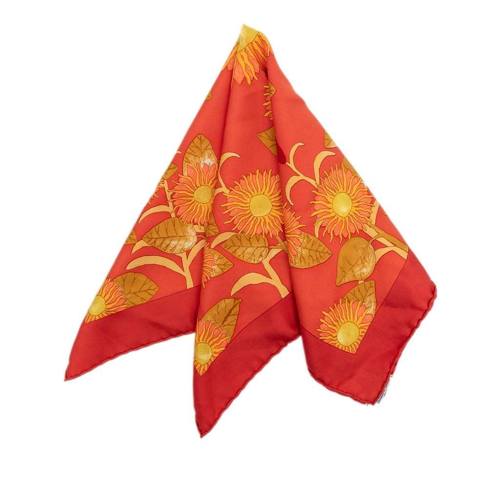 Hermès Tourne Sols Silk Handkerchief Orange Very good condition - Front View