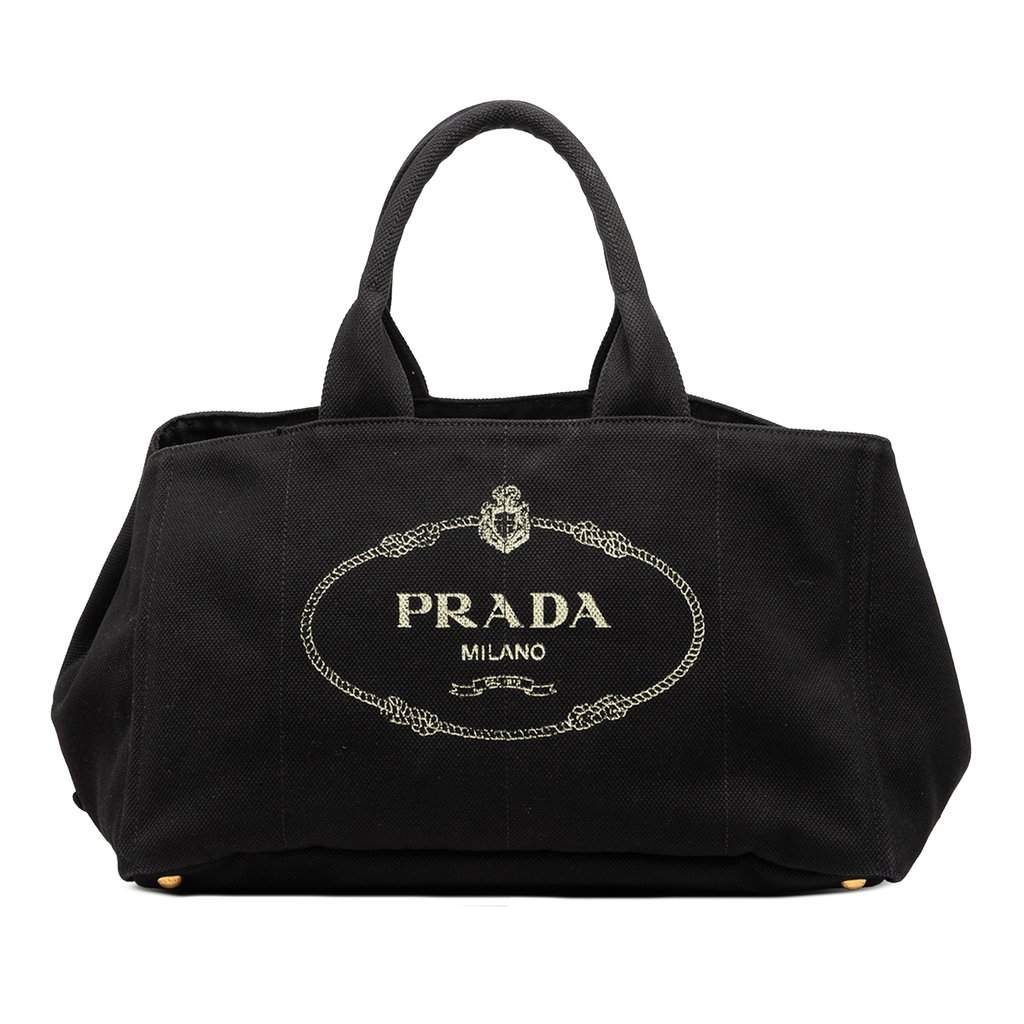 Prada Large Canvas Canapa Logo Tote Black Very good - Front View