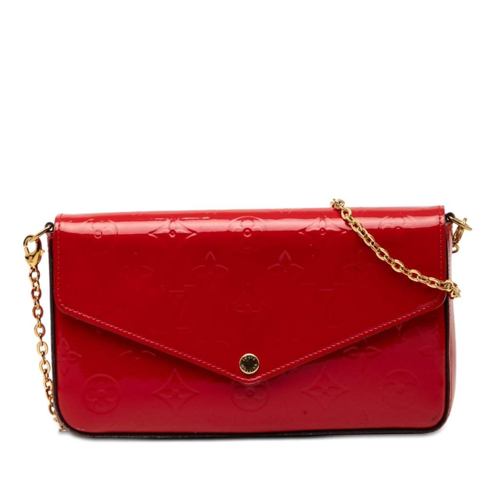 Louis Vuitton Monogram Vernis Pochette Felicie Red Leather Very good condition - Front View