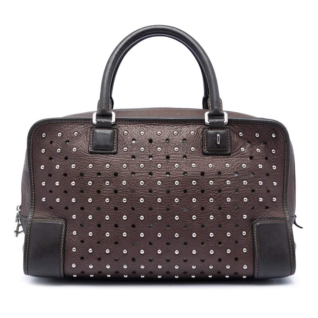 LOEWE Bicolor Leather Studded Perforated Amazona 36 Brown Leather Very good condition - Front View