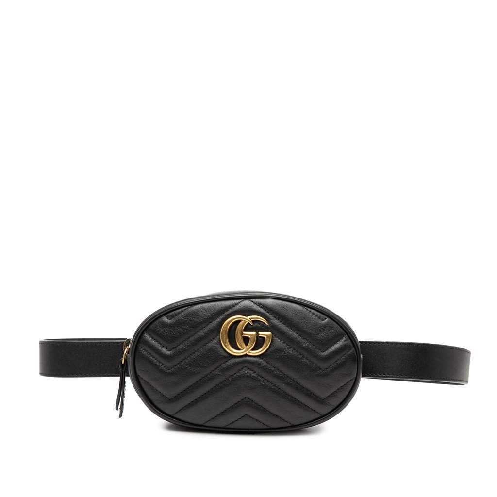 Gucci GG Marmont Matelasse Leather Belt Bag Black Leather Very good condition - Front View