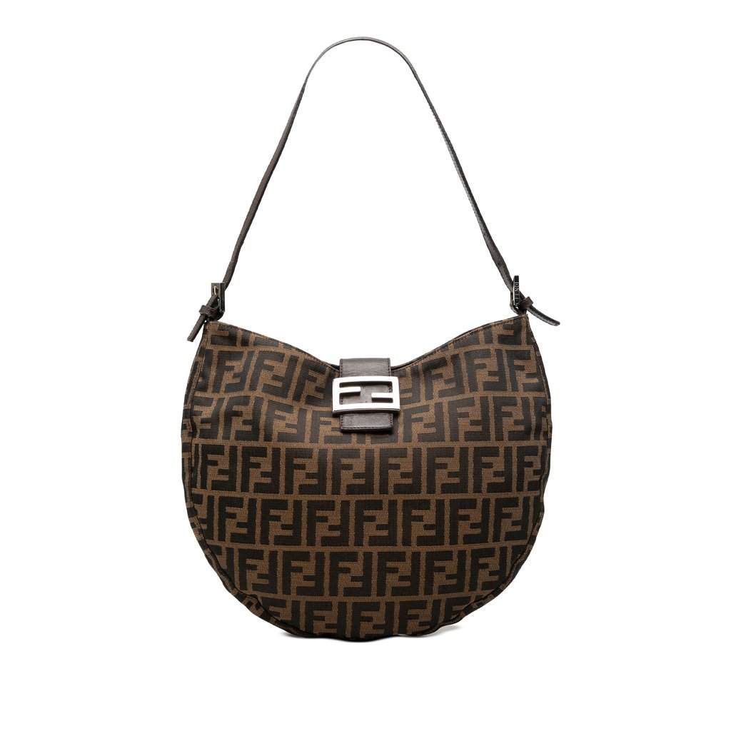 Fendi Zucca Canvas Croissant Hobo Brown Very good - Front View