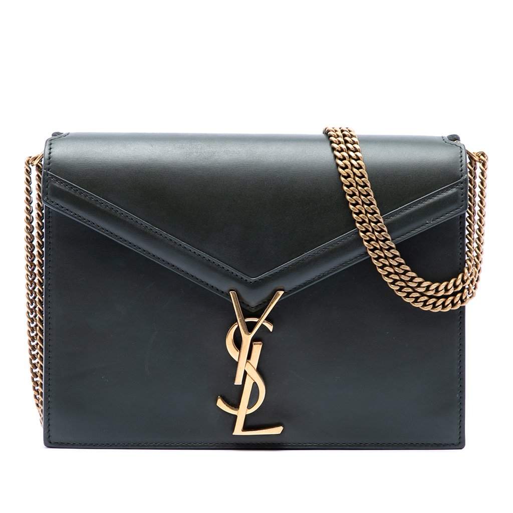 Saint Laurent Smooth Calfskin Monogram Cassandra Clasp Bag Green Leather Very good - Front View