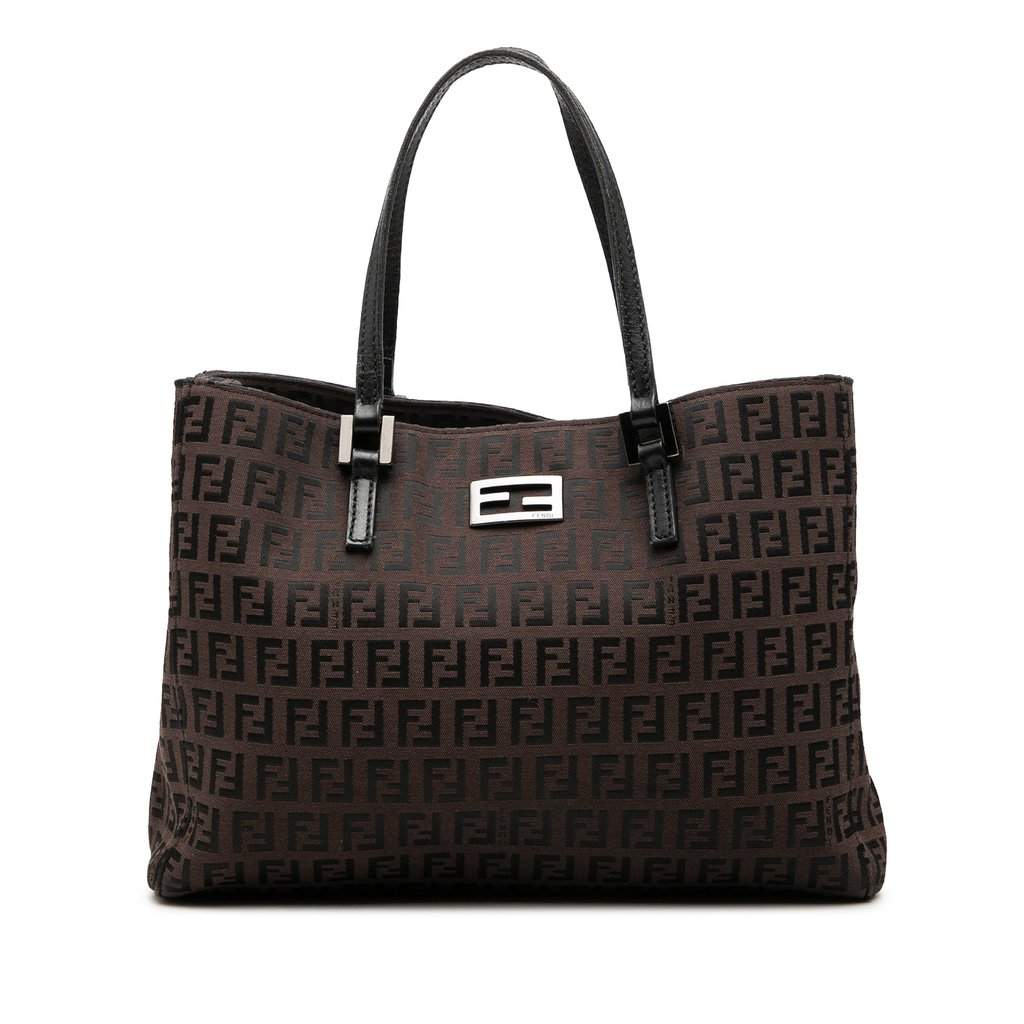 Fendi Zucchino Canvas Tote Brown Very good condition - Front View